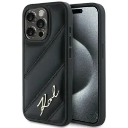 Karl Lagerfeld Diagonal Quilted Script Back Cover Hülle für Apple iPhone 14 - Schwarz