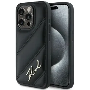 Karl Lagerfeld Diagonal Quilted Script Back Cover Hülle für Apple iPhone 14 - Schwarz