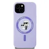 Karl Lagerfeld Silikon Karl & Choupette Heads Ring Back Cover Hülle mit MagSafe für Apple iPhone 15 - Lila 3