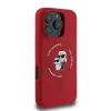 Karl Lagerfeld Silikon Karl & Choupette Heads Ring Back Cover Hülle mit MagSafe für Apple iPhone 16 Pro - Rot 3