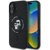 Karl Lagerfeld Silikon Karl & Choupette Heads Ring Back Cover Hülle mit MagSafe für Apple iPhone 16 - Schwarz