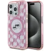 Karl Lagerfeld IML Monogram Karl & Choupette Head Back Cover Hülle mit MagSafe für Apple iPhone 15 Pro - Rosa