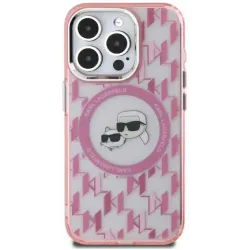 Karl Lagerfeld IML Monogram Karl & Choupette Head Back Cover Hülle mit MagSafe für Apple iPhone 15 Plus - Rosa