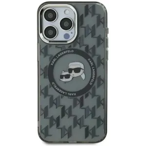 Karl Lagerfeld IML Monogram Karl & Choupette Head Back Cover Hülle mit MagSafe für Apple iPhone 15 - Schwarz