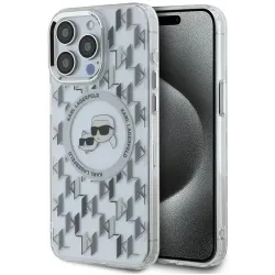 Karl Lagerfeld IML Monogram Karl & Choupette Head Back Cover Hülle mit MagSafe für Apple iPhone 15 Pro Max - Transparent