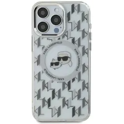 Karl Lagerfeld IML Monogram Karl & Choupette Head Back Cover Hülle mit MagSafe für Apple iPhone 16 - Transparent