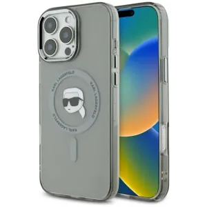 Karl Lagerfeld IML Metal Karl Head Back Cover Hülle mit MagSafe für Apple iPhone 16 Pro - Schwarz