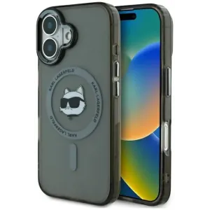 Karl Lagerfeld IML Metal Choupette Head Back Cover Hülle mit MagSafe für Apple iPhone 16 Plus - Schwarz