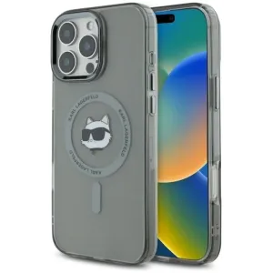 Karl Lagerfeld IML Metal Choupette Head Back Cover Hülle mit MagSafe für Apple iPhone 16 Pro Max - Schwarz