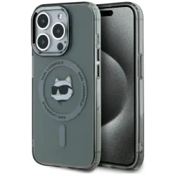 Karl Lagerfeld IML Metal Choupette Head Back Cover Hülle mit MagSafe für Apple iPhone 15 Pro - Schwarz