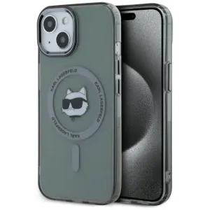 Karl Lagerfeld IML Metal Choupette Head Back Cover Hülle mit MagSafe für Apple iPhone 15 - Schwarz