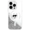 Karl Lagerfeld Liquid Glitter Choupette Head Back Cover Hülle mit MagSafe für Apple iPhone 16 - Transparent