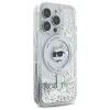 Karl Lagerfeld Liquid Glitter Choupette Head Back Cover Hülle mit MagSafe für Apple iPhone 16 Pro Max - Transparent 3