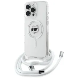 Karl Lagerfeld IML Choupette Head & Cord Back Cover Hülle mit MagSafe für Apple iPhone 16 Pro - Transparent