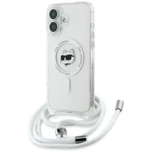 Karl Lagerfeld IML Choupette Head & Cord Back Cover Hülle mit MagSafe für Apple iPhone 16 - Transparent