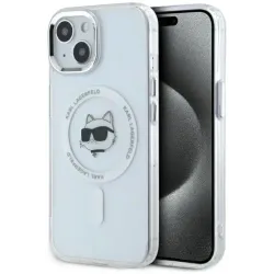 Karl Lagerfeld IML Metal Choupette Head Back Cover Hülle mit MagSafe für Apple iPhone 15 - Weiß