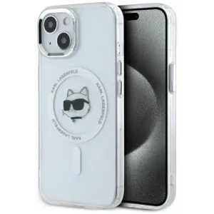 Karl Lagerfeld IML Metal Choupette Head Back Cover Hülle mit MagSafe für Apple iPhone 15 - Weiß