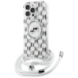Karl Lagerfeld IML Crossbody Monogram Karl & Choupette Head Back Cover Hülle mit MagSafe für Apple iPhone 16 Pro - Transparent