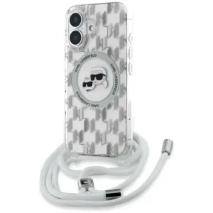 Karl Lagerfeld IML Crossbody Monogram Karl & Choupette Head Back Cover Hülle mit MagSafe für Apple iPhone 16 - Transparent
