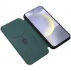 Phonesta Carbon Fiber Skin Book Wallet Klapphülle für Samsung Galaxy S25 - Dunkelgrün 2