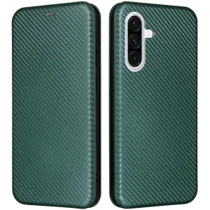Phonesta Carbon Fiber Skin Book Wallet Klapphülle für Samsung Galaxy A56 - Dunkelgrün
