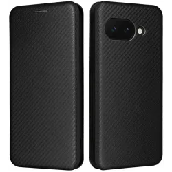 Phonesta Carbon Fiber Skin Book Wallet Klapphülle für Google Pixel 9a - Schwarz