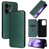 Phonesta Carbon Fiber Skin Book Wallet Klapphülle für Oppo Reno13 - Dunkelgrün 7
