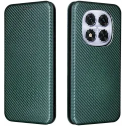 Phonesta Carbon Fiber Skin Book Wallet Klapphülle für Xiaomi Redmi Note 14 Pro 4G - Dunkelgrün
