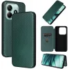 Phonesta Carbon Fiber Skin Book Wallet Klapphülle für Xiaomi Redmi Note 14 4G - Dunkelgrün