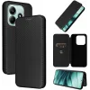 Phonesta Carbon Fiber Skin Book Wallet Klapphülle für Xiaomi Redmi Note 14 4G - Schwarz