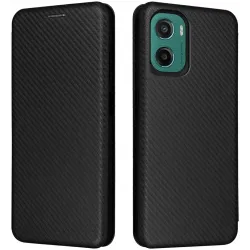 Phonesta Carbon Fiber Skin Book Wallet Klapphülle für Motorola Moto G05 / Moto E15 - Schwarz