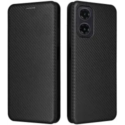Phonesta Carbon Fiber Skin Book Wallet Klapphülle für Motorola Moto G35 - Schwarz