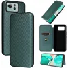 Phonesta Carbon Fiber Skin Book Wallet Klapphülle für Asus Zenfone 12 Ultra - Dunkelgrün 0