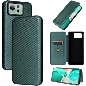Phonesta Carbon Fiber Skin Book Wallet Klapphülle für Asus Zenfone 12 Ultra - Dunkelgrün