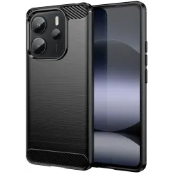 Phonesta Carbon Silikon Back Cover Hülle für Xiaomi Redmi Note 14 4G - Schwarz