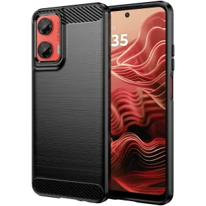 Phonesta Carbon Silikon Back Cover Hülle für Motorola Moto G35 - Schwarz