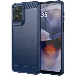 Phonesta Carbon Silikon Back Cover Hülle für Motorola Moto G55 - Blau