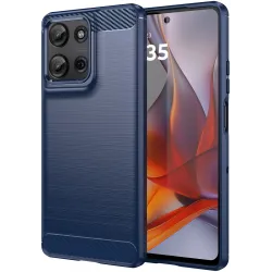 Phonesta Carbon Silikon Back Cover Hülle für Motorola Moto G75 - Blau