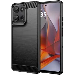 Phonesta Carbon Silikon Back Cover Hülle für Motorola Moto G75 - Schwarz
