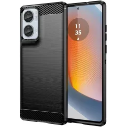 Phonesta Carbon Silikon Back Cover Hülle für Motorola Moto G85 - Schwarz
