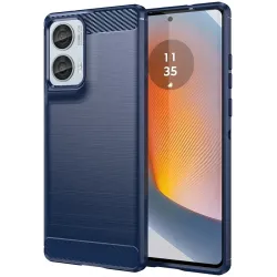 Phonesta Carbon Silikon Back Cover Hülle für Motorola Edge 50 Fusion - Blau