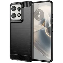 Phonesta Carbon Silikon Back Cover Hülle für Motorola Edge 50 Pro - Schwarz