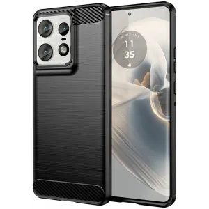 Phonesta Carbon Silikon Back Cover Hülle für Motorola Edge 50 Pro - Schwarz