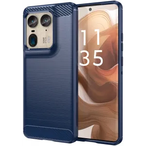 Phonesta Carbon Silikon Back Cover Hülle für Motorola Edge 50 Ultra - Blau