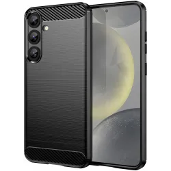 Phonesta Carbon Silikon Back Cover Hülle für Samsung Galaxy S25 Plus/S24 Plus - Schwarz