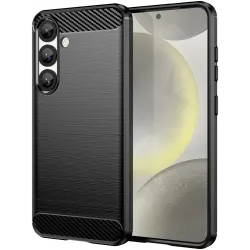 Phonesta Carbon Silikon Back Cover Hülle für Samsung Galaxy S25/S24 - Schwarz
