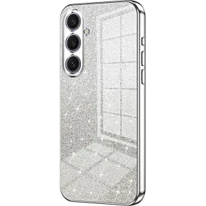 Phonesta Crystal Sparkle Silikon Back Cover Hülle für Samsung Galaxy S25 Plus - Silber