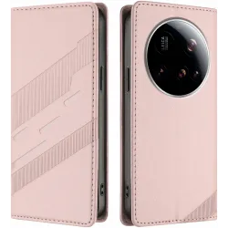 Phonesta Embossed Lines Book Wallet Klapphülle für Xiaomi 15 Ultra - Rosa