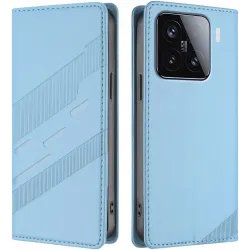 Phonesta Embossed Lines Book Wallet Klapphülle für Xiaomi 15 - Hellblau