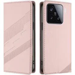 Phonesta Embossed Lines Book Wallet Klapphülle für Xiaomi 15 - Rosa